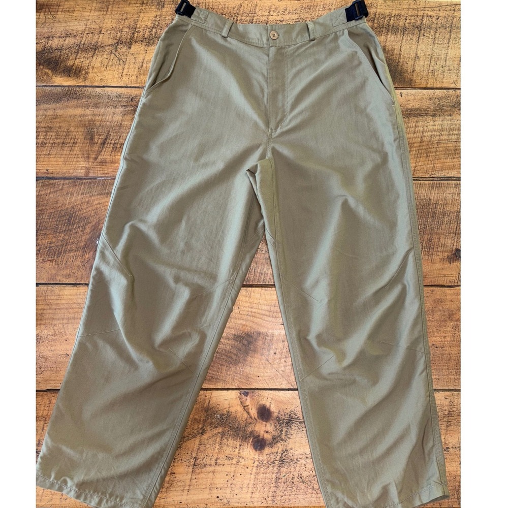 RailRiders Mens Khaki/Olive Outdoor Hiking Straight Leg Pants Zipper Pockets 32